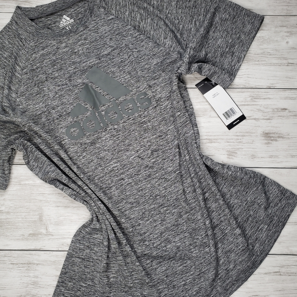 NEW Adidas Logo Tee Shirt Top Swim Top XL Grey - Picture 6 of 16